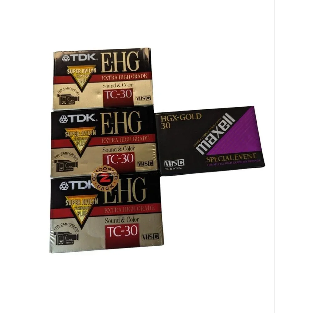 VHS-C TC-30 Camcorder Tape Lot (4) Maxell HGX Gold NEW